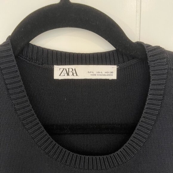 Zara Cropped Criss Cross Top - Large Black - Picture 3 of 5
